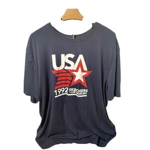 Skechers USA 1992 Graphic T-Shirt Mens 2XL Navy Blue Los Angeles Olympic Style